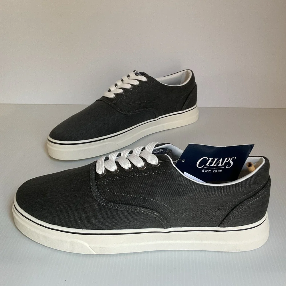 Chaps Casual Comfort Men’s Gray Canvas Sneakers Size 8.5M New in Box